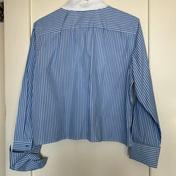 J crew Slight Cropped garçon shirt with pearl buttons in stripe Size 6 NWT - Picture 9 of 10